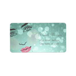 Modern glamoral Snyggt Grönt,Bokeh,Girl Ansikte Adressetikett