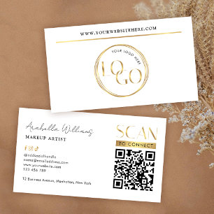 Modern Glamour Guld Logotyp Makeup Skönhetssalong Visitkort