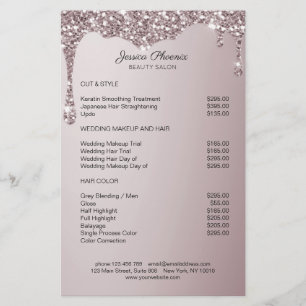 Modern Glamour Roseguld Glitter sjunker Flygblad