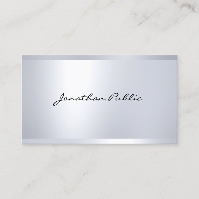 Modern Glamourös Silver Look Elegant Enkel Omtanke Visitkort (Framsida)