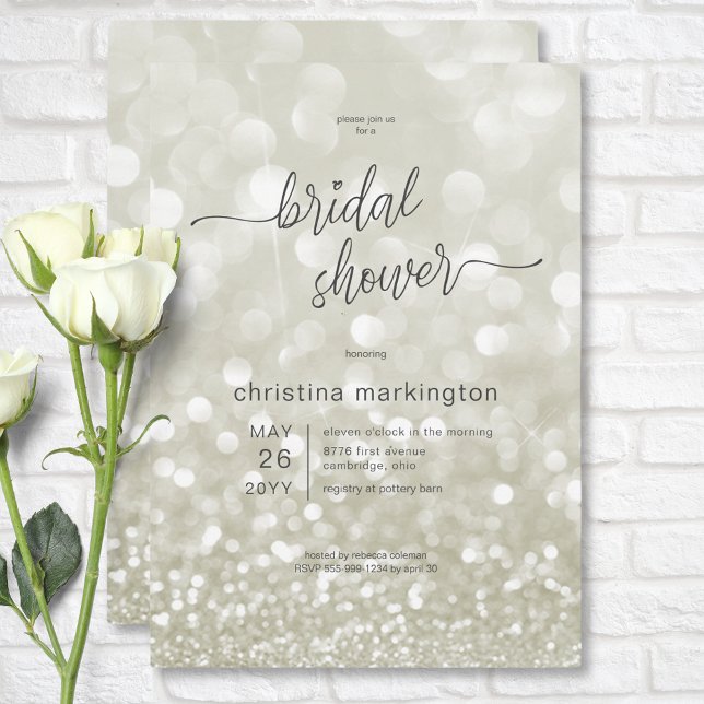 Modern Glamourous Guld Glitter Möhippa Inbjudningar (Modern Glamourous Gold Glitter Bridal Shower Invitation)