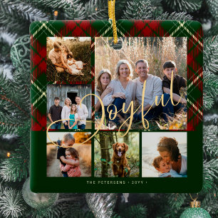 Modern glatt familjefollbild jul julgransprydnad keramik