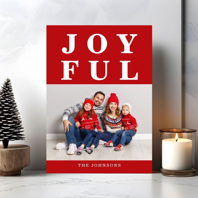 Modern Glatt fotojul Julkort (Modern Joyful Photo Christmas Holiday Card)