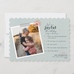 Modern Glatt Grönt Foto Helgdag Card Julkort