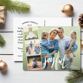 Modern Glatt Hand Lettered Helgdag Photo Collage Vykort