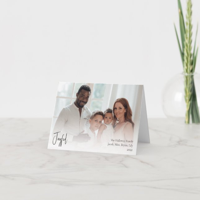 Modern Glatt julskript, mappat Fullt-foto Helgkort (Framsida)