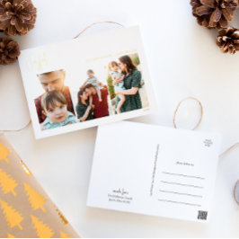 Modern Glatt julskript, tre foto | GULD