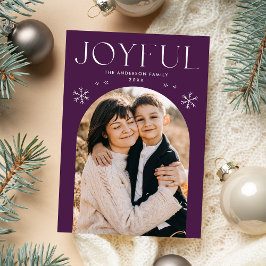 Modern Glatt Lila Arch-foto för snöflingor Julkort