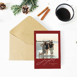Modern Glatt Photo Helgdag Card Red Julkort