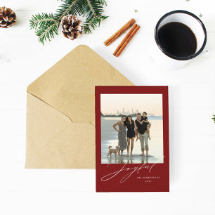 Modern Glatt Photo Helgdag Card Red Julkort