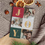 Modern Glatt trio Photo Collage Red-Grönt Julkort<br><div class="desc">Modern Glatt Trio Photo Collage Red Grönt Helgdag Card</div>