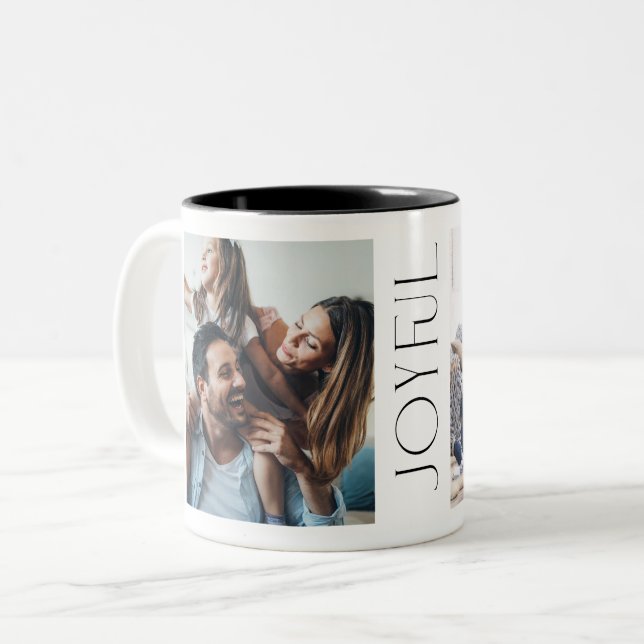 Modern Glatt typografi 2 foto Två-Tonad Mugg (Framsida vänster)