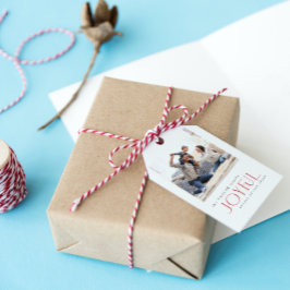 Modern Glatt Typografi - Rött julfoto Presentetikett