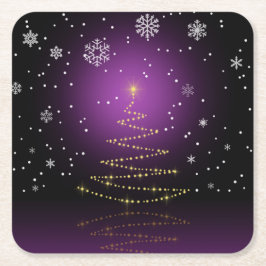 Modern Gleamy julgran Underlägg Papper Kvadrat