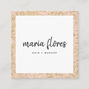 Modern glimt rosa chic guld glitter, glitter foto fyrkantigt visitkort