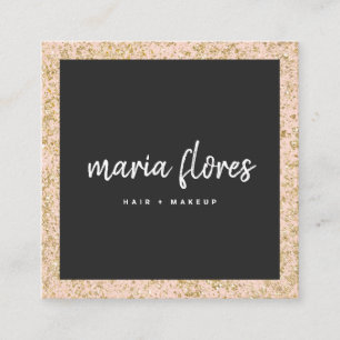 Modern glimt rosa chic guld glitter, glitter foto fyrkantigt visitkort