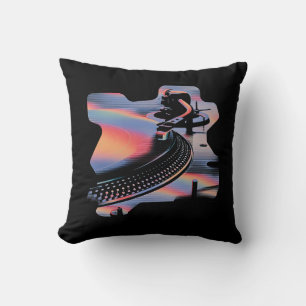 Modern glitchstil skivspelare – färgrik design kudde