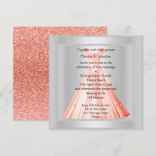MODERN GLITTER APRICOT TOG WEDDING INVICATION INBJUDNINGAR