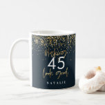 Modern glitter blå och guld 45-timmarsdag  kaffemugg<br><div class="desc">Modern glitter-blått och guld 45:e födelsedagspresent. En del av en elegant snyggt-samling.</div>