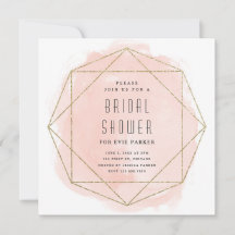 Modern Glitter Blush Rosa Vattenfärg Bröllopsdusch