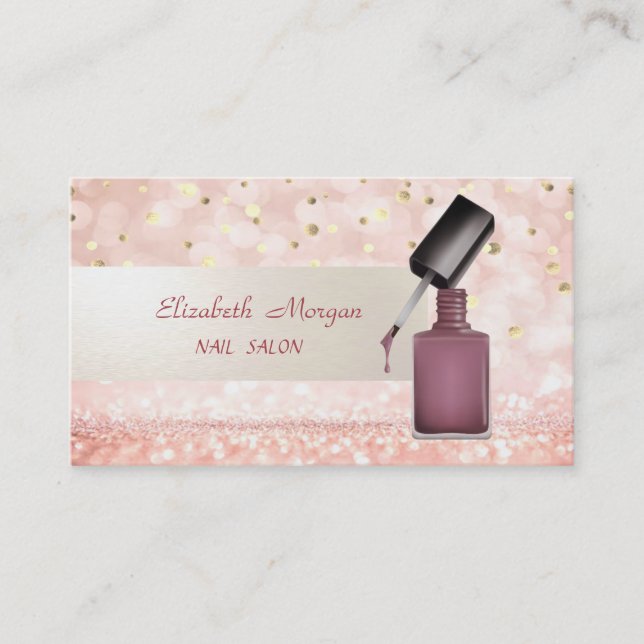 Modern Glitter Bokeh, Konfetti, Nagellack, Visitkort (Framsida)