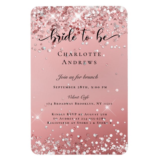 Modern, Glitter Bride till Einladung Magnet (Vertikal)