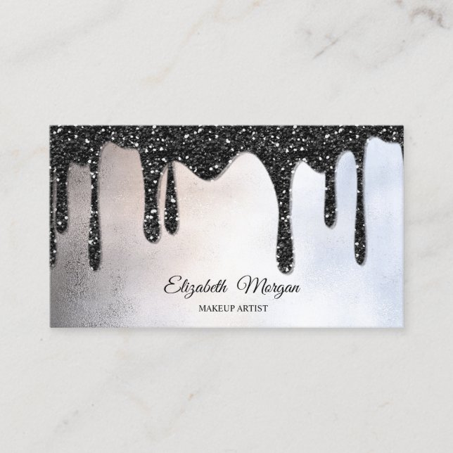 Modern Glitter Drips Elegant Professionell Visitkort (Framsida)