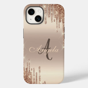 Modern Glitter Drips,Monogram Koppar