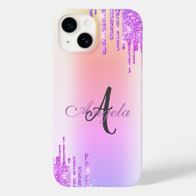 Modern Glitter Drips,Ombre,Monogram (Baksida)