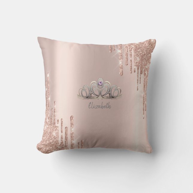 Modern Glitter Drips Rose Gold Tiara  Kudde (Framsida)