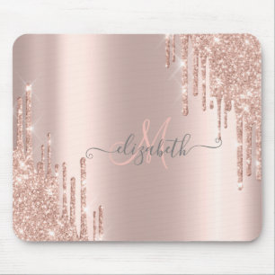 Modern Glitter Drips Roséguld Monogram Musmatta