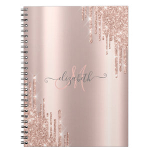 Modern Glitter-drivrutiner Ro Guld Monogram Anteckningsbok