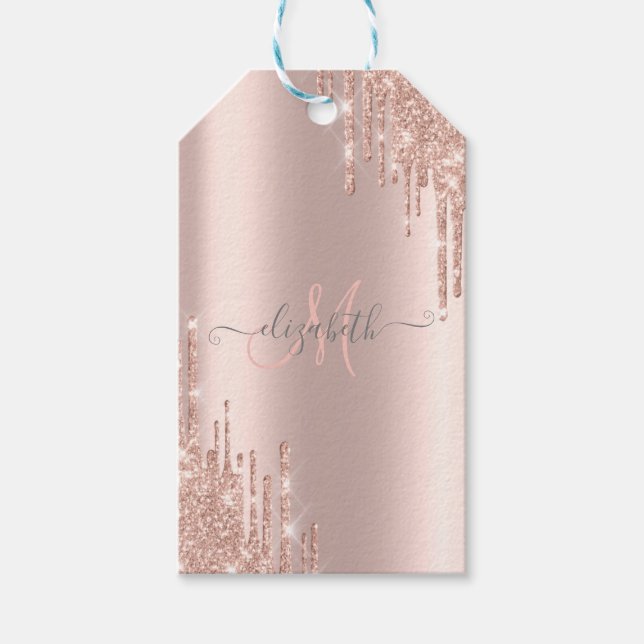 Modern Glitter-drivrutiner Ro Guld Monogram Presentetikett (Framsidan)