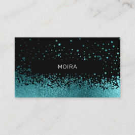 Modern Glitter Drop Aqua-Blau Schwarz Visitkort