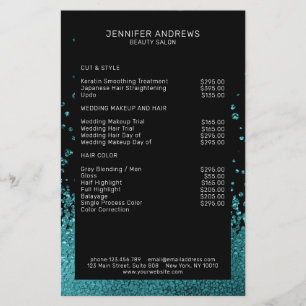 Modern Glitter Drop Mint Schwarz Flygblad