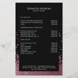 Modern Glitter Drop Roseguld Flygblad