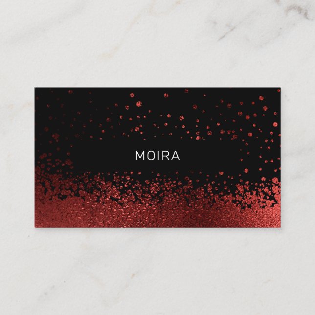 Modern Glitter Drop Rot Schwarz Visitkort (Framsida)