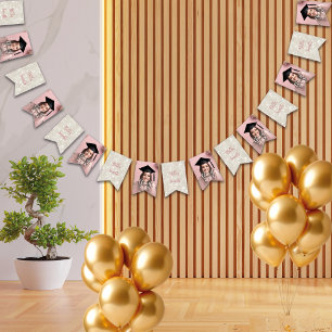 Modern Glitter Dusty Rosa Studenten Photo Vimplar