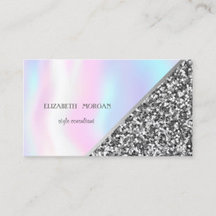 Modern Glitter, Geometrisk, Abstrakt Holografisk Visitkort