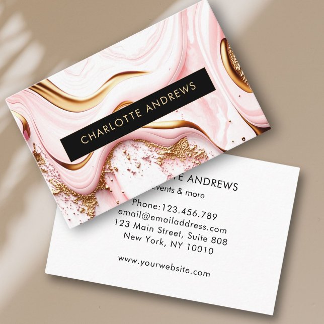 Modern Glitter Gold Marble Salon Visitkort (Modern Glitter Gold Marble Salon Business Card)