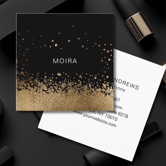 Modern Glitter Gold Schwarz Fyrkantigt Visitkort (Skapare uppladdad)