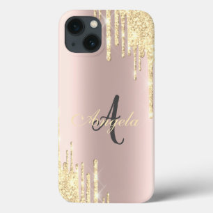 Modern Glitter Guld Dropp Rose Guld, Monogram