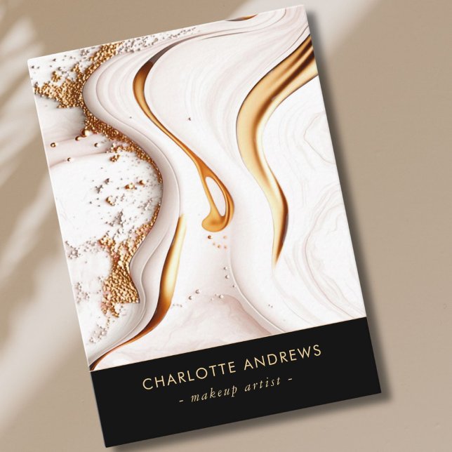 Modern Glitter Guld Marble Salon Visitkort (Modern Glitter Gold Marble Salon Business Card)