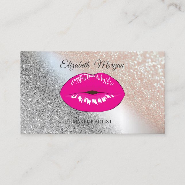 Modern Glitter, Läpp, Sminkartist Visitkort (Framsida)