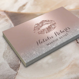 Modern Glitter Läppar Ro Guld makeup-konstnär Visitkort