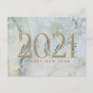 Modern Glitter Marble Gott nytt år 2021 Helg Vykort