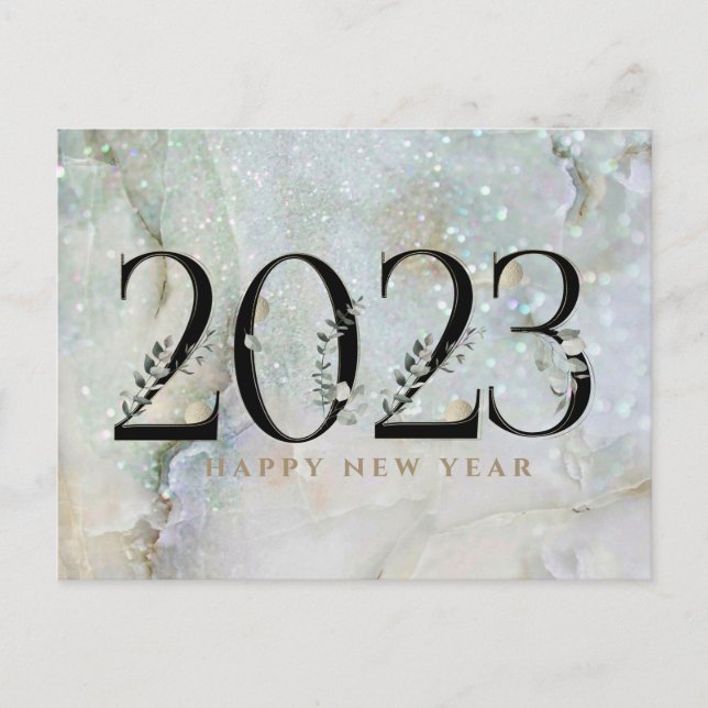 Modern Glitter Marble Gott Nytt År 2021 Helg Vykort (Framsida)