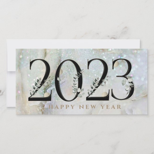 Modern Glitter Marble Gott nytt år 2021 Julkort (Framsida)