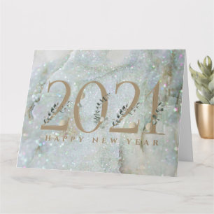 Modern Glitter Marble Gott nytt år 2021 Kort