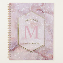 Modern Glitter Marble Monogram Calendar & Planner